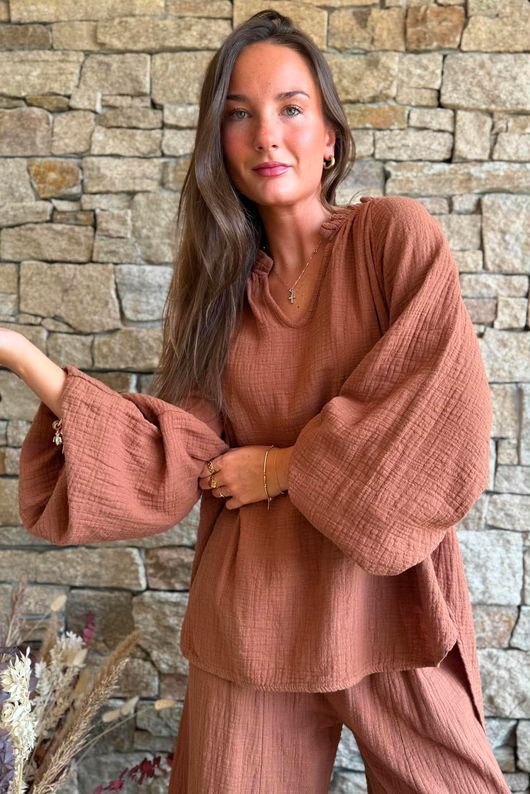 Santos Cushion Cotton Heathcliff Blouse Chestnut?